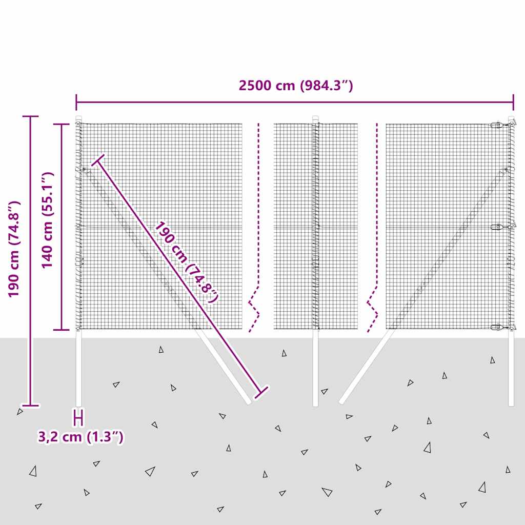 Temeljna zavarena žičana ograda 25 x 1,4 m Siva Mreža