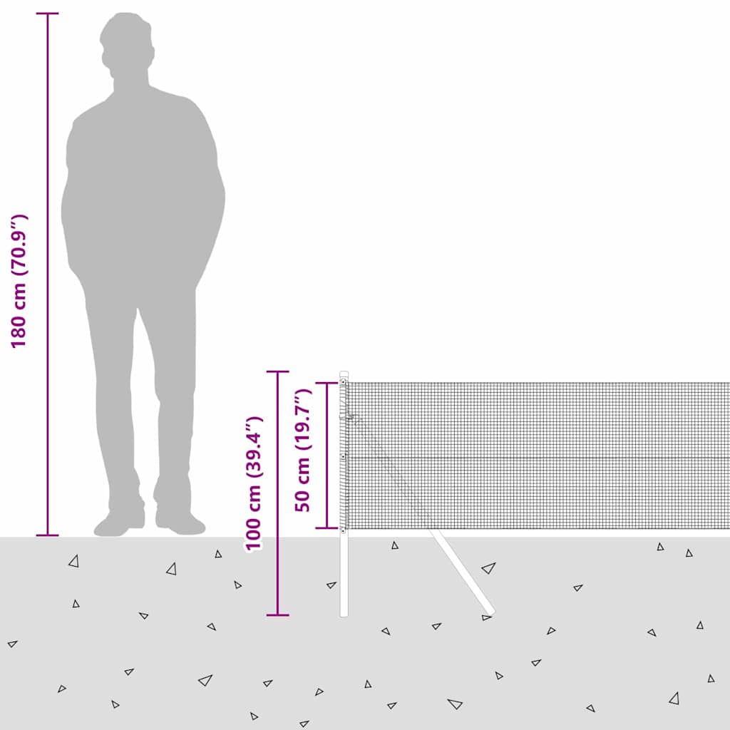 Temeljna zavarena žičana ograda 50 x 0,5 m Siva Mreža