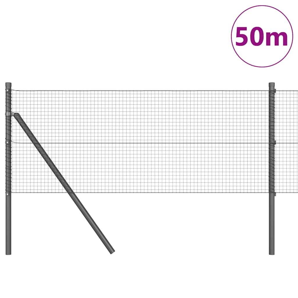 Temeljna zavarena žičana ograda 50 x 0,5 m Siva Mreža
