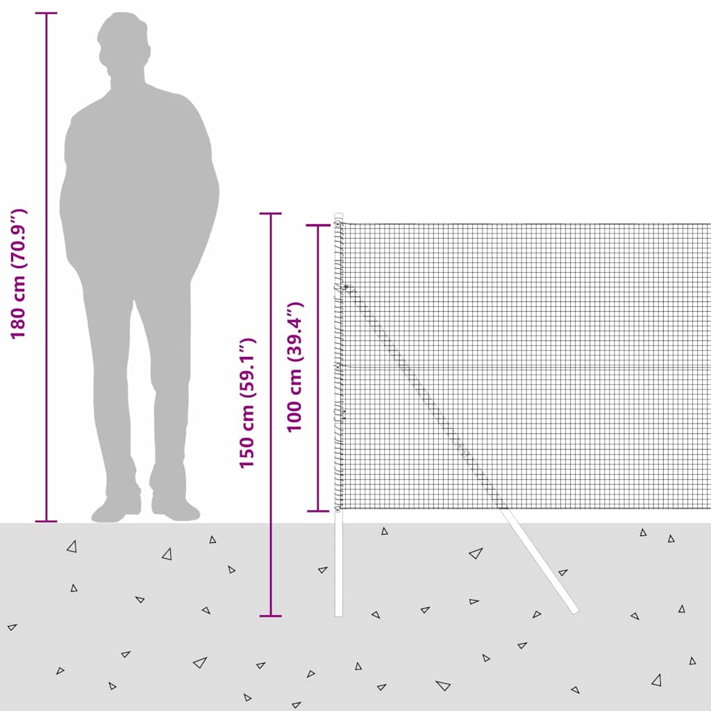 Temeljna zavarena žičana ograda 50 x 1 m Čelik premazan PVC-om