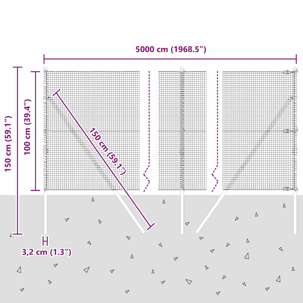 Temeljna zavarena žičana ograda 50 x 1 m Čelik premazan PVC-om