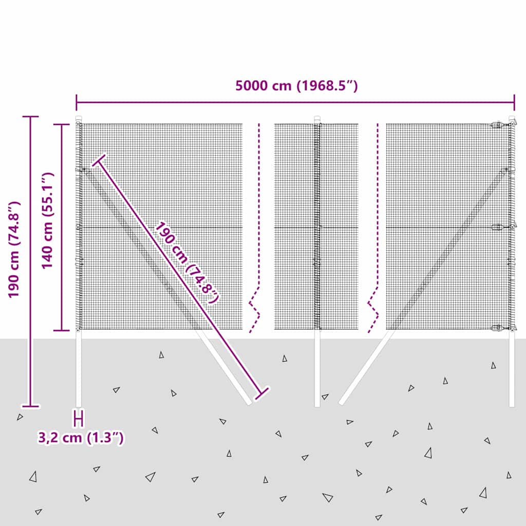 Temeljna zavarena žičana ograda 50 x 1,4 m Siva Mreža
