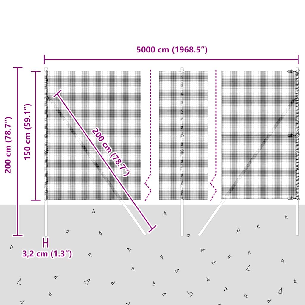 Temeljna zavarena žičana ograda 50 x 1,5 m Siva Mreža