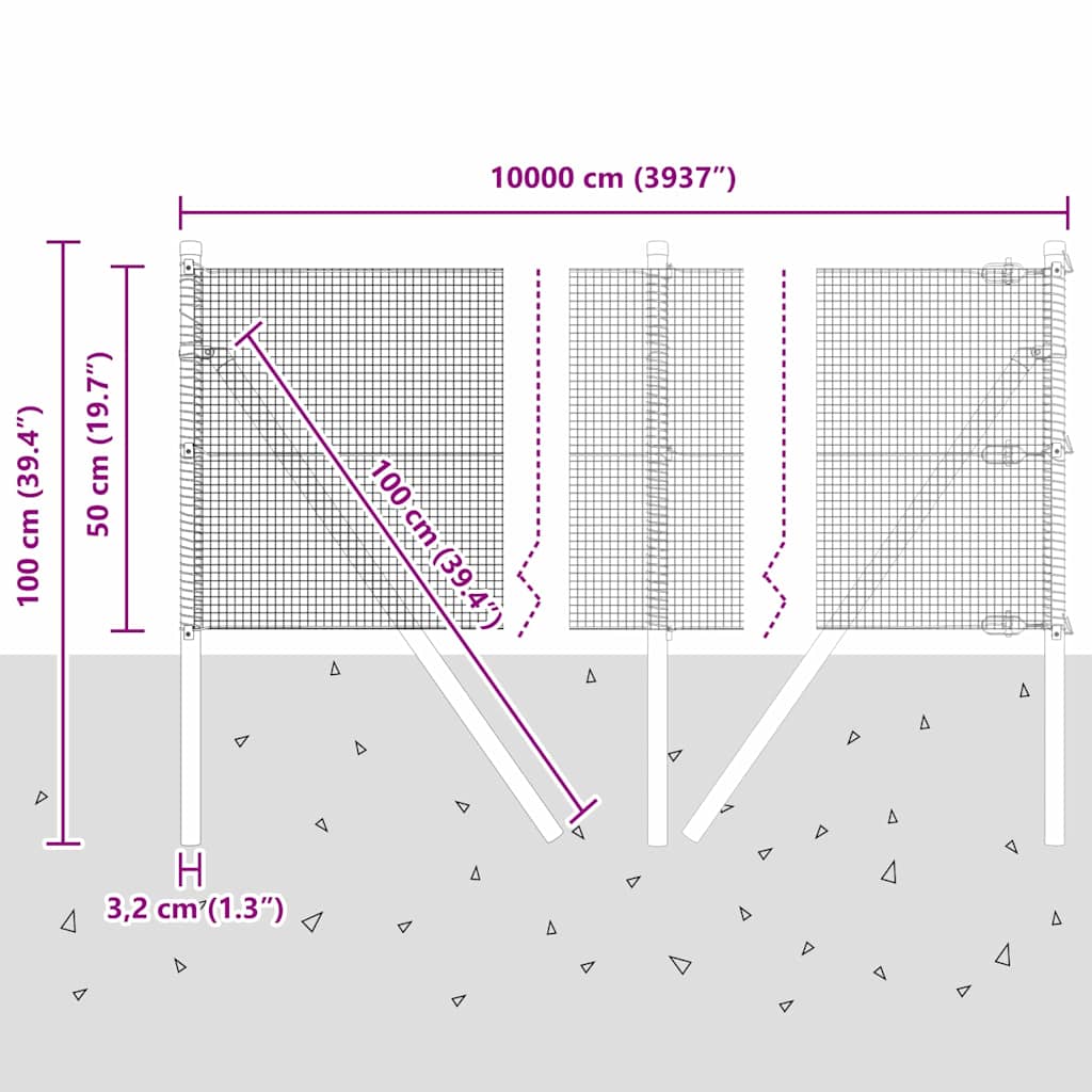 Temeljna zavarena žičana ograda 100 x 0,5 m (Š x V)