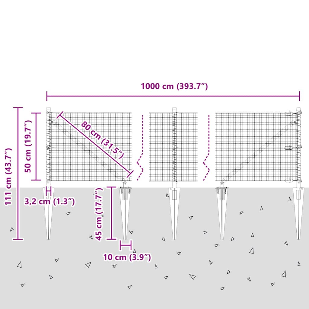 Zavareno žičano ograđivanje s bodljama 10 x 0,5 m (Š x V)
