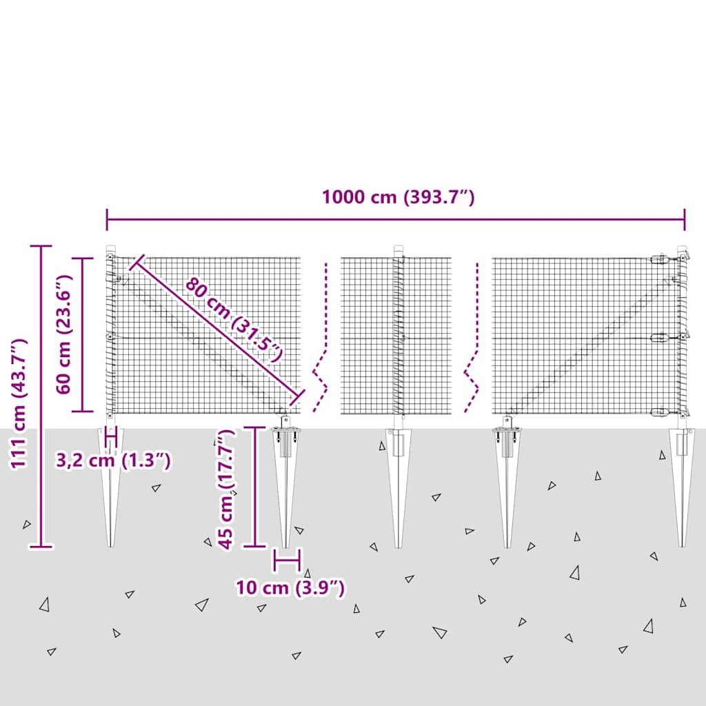 Zavareno žičano ograđivanje s bodljama 10 x 0,6 m Srebrna Mreža