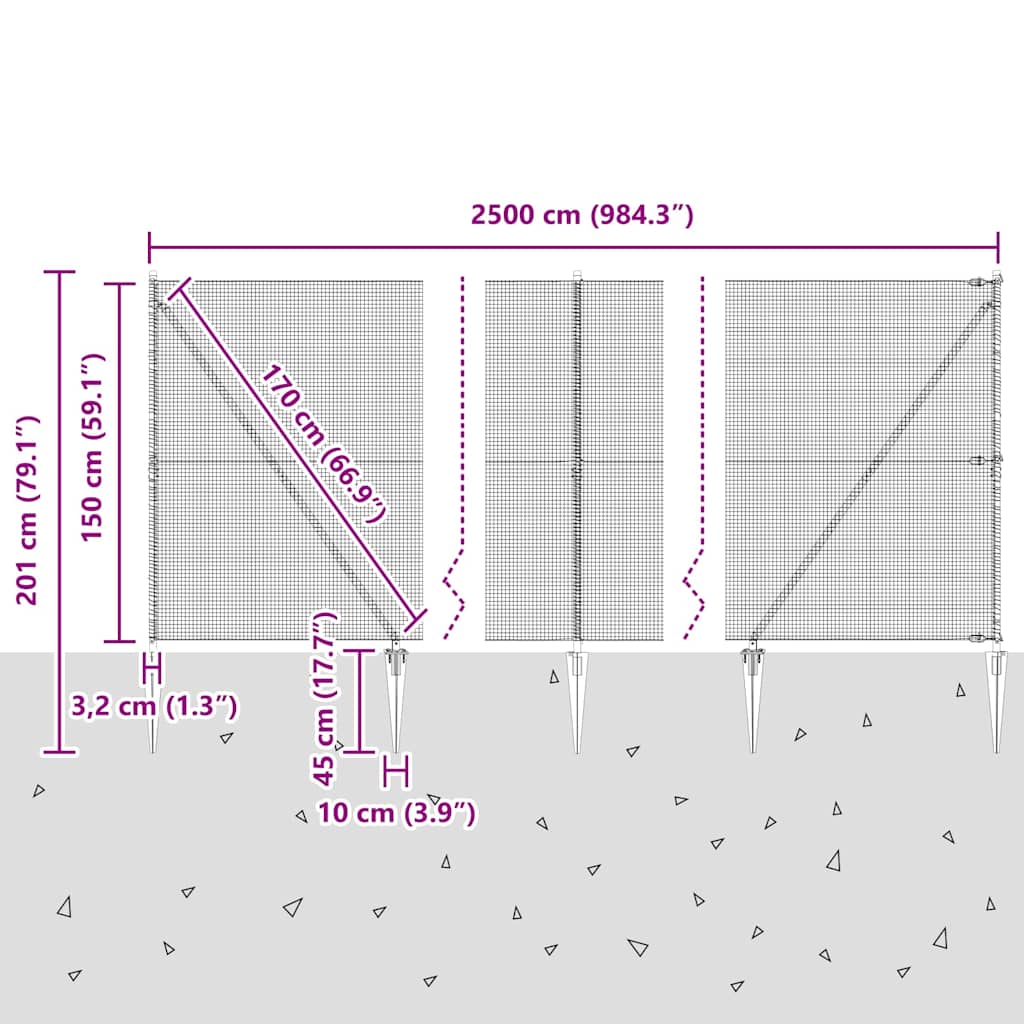 Zavareno žičano ograđivanje s bodljama 25 x 1,5 m (Š x V)