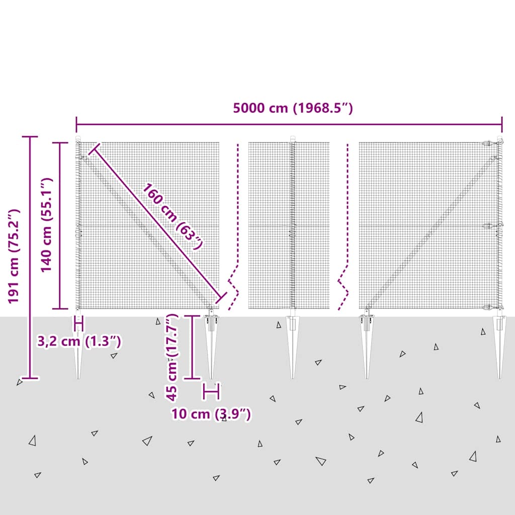 Zavareno žičano ograđivanje s bodljama 50 x 1,4 m (Š x V)