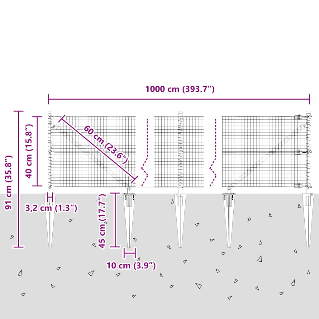 Zavareno žičano ograđivanje s bodljama 10 x 0,4 m Zelena Mreža