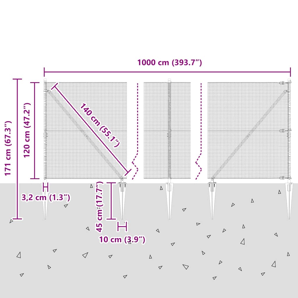 Zavareno žičano ograđivanje s bodljama 10 x 1,2 m Siva Mreža