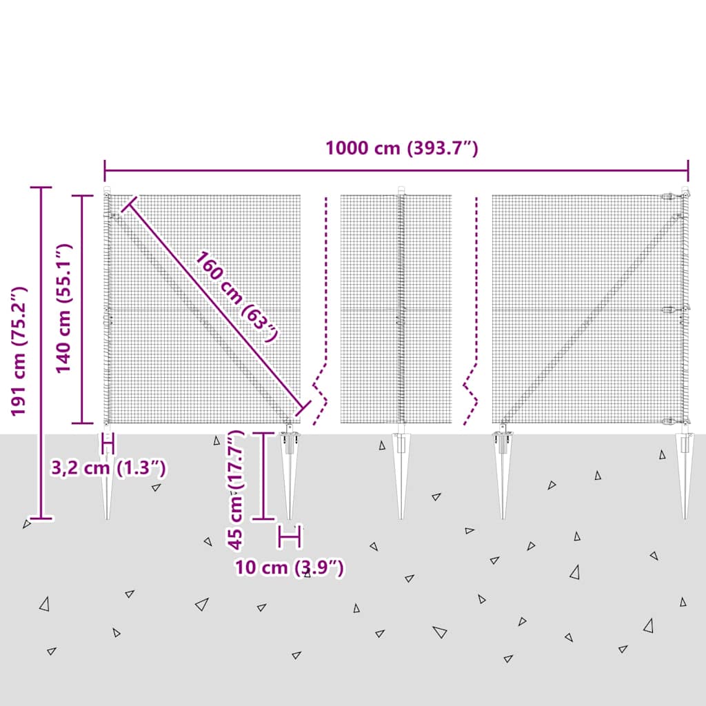Zavareno žičano ograđivanje s bodljama 10 x 1,4 m Siva Mreža