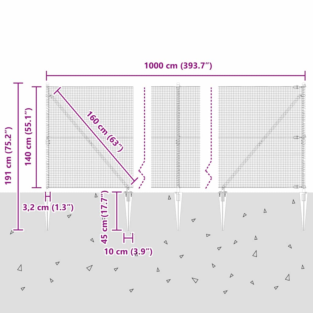 Zavareno žičano ograđivanje s bodljama 10 x 1,4 m Siva Mreža