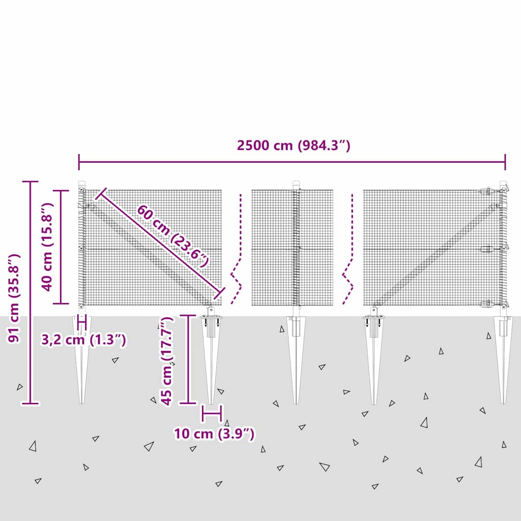 Zavareno žičano ograđivanje s bodljama 25 x 0,4 m Siva Mreža