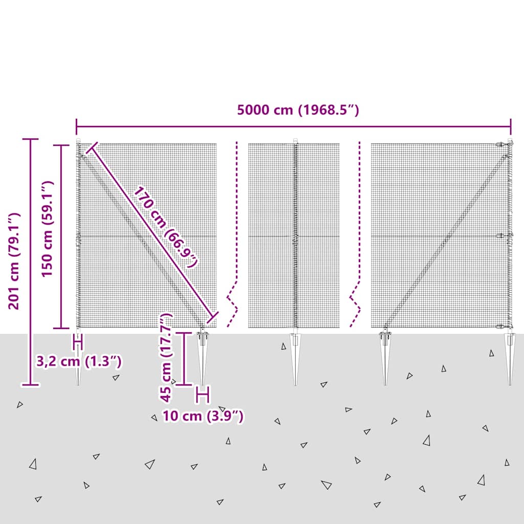 Zavareno žičano ograđivanje s bodljama 50 x 1,5 m Siva Mreža