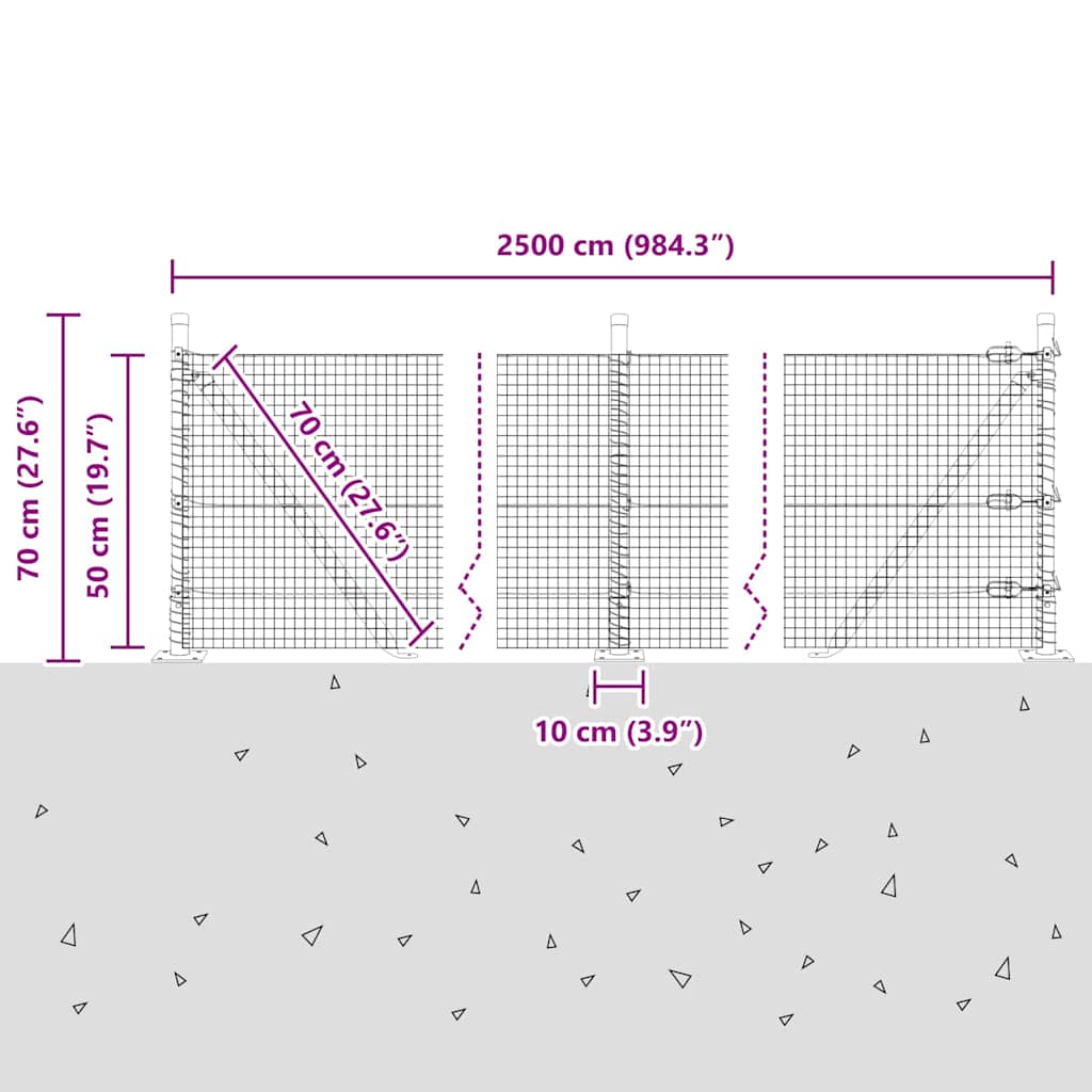 Zavareno žičano ogradno mreža s betonskom podlogom 25 x 0,5 m