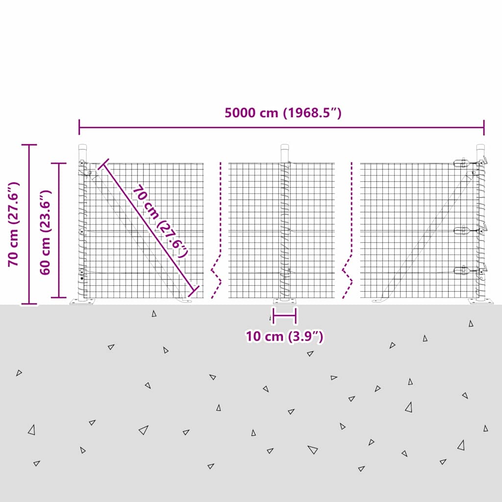Zavareno žičano ogradno mreža s betonskom podlogom 50 x 0,6 m