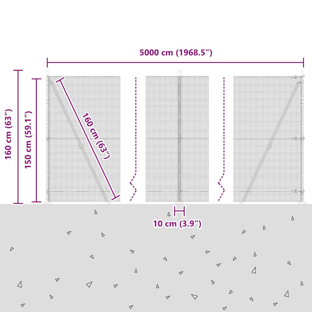 Zavareno žičano ogradno mreža s betonskom podlogom 50 x 1,5 m