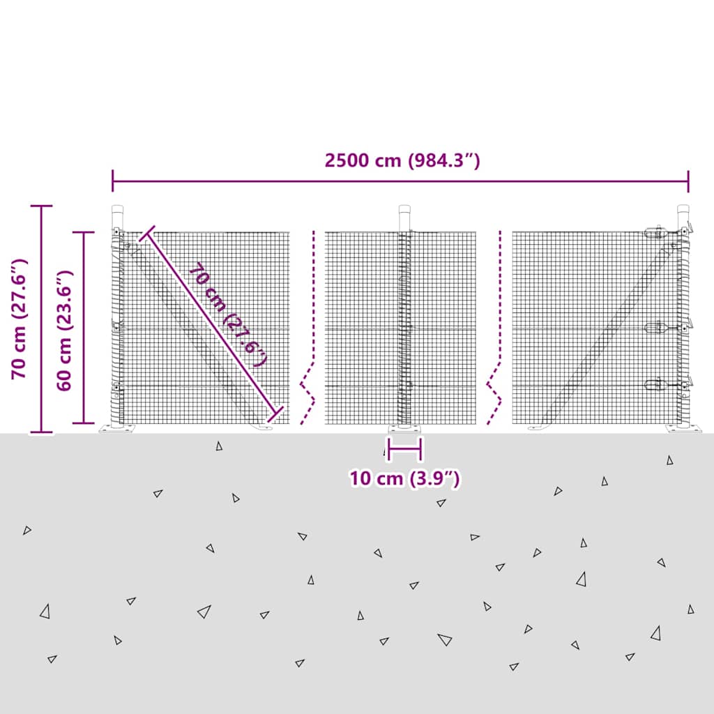 Zavareno žičano ogradno mreža s betonskom podlogom 25 x 0,6 m