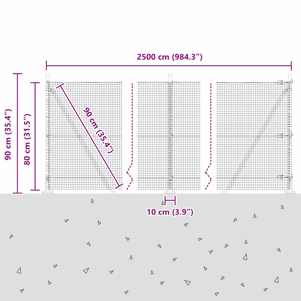 Zavareno žičano ogradno mreža s betonskom podlogom 25 x 0,8 m