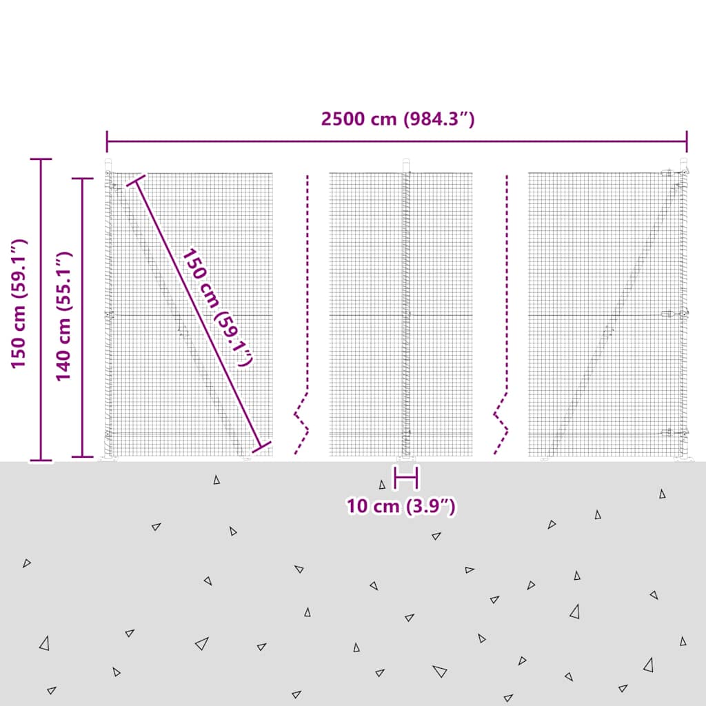 Zavareno žičano ogradno mreža s betonskom podlogom 25 x 1,4 m