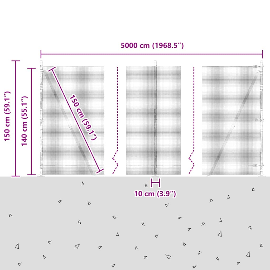 Zavareno žičano ogradno mreža s betonskom podlogom 50 x 1,4 m