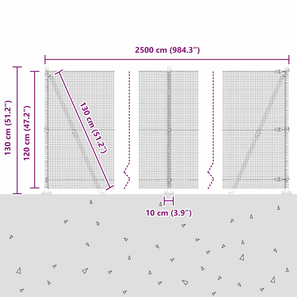 Zavareno žičano ogradno mreža s betonskom podlogom 25 x 1,2 m