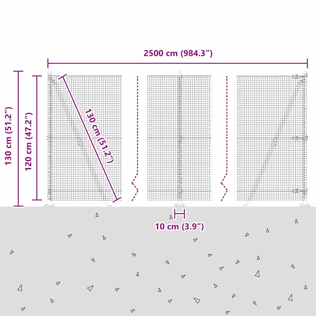 Zavareno žičano ogradno mreža s betonskom podlogom 25 x 1,2 m