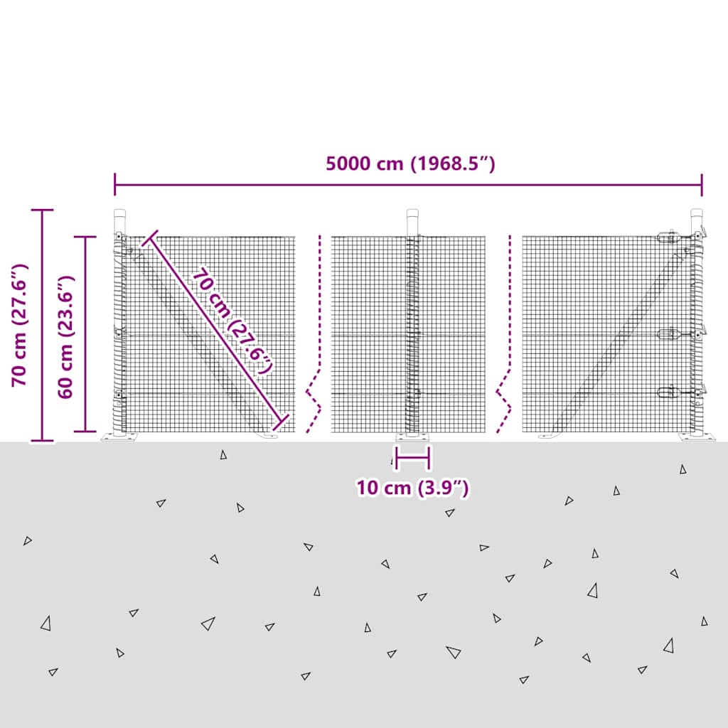 Zavareno žičano ogradno mreža s betonskom podlogom 50 x 0,6 m