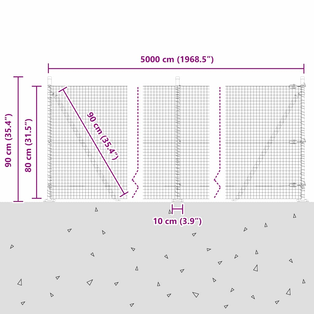 Zavareno žičano ogradno mreža s betonskom podlogom 50 x 0,8 m