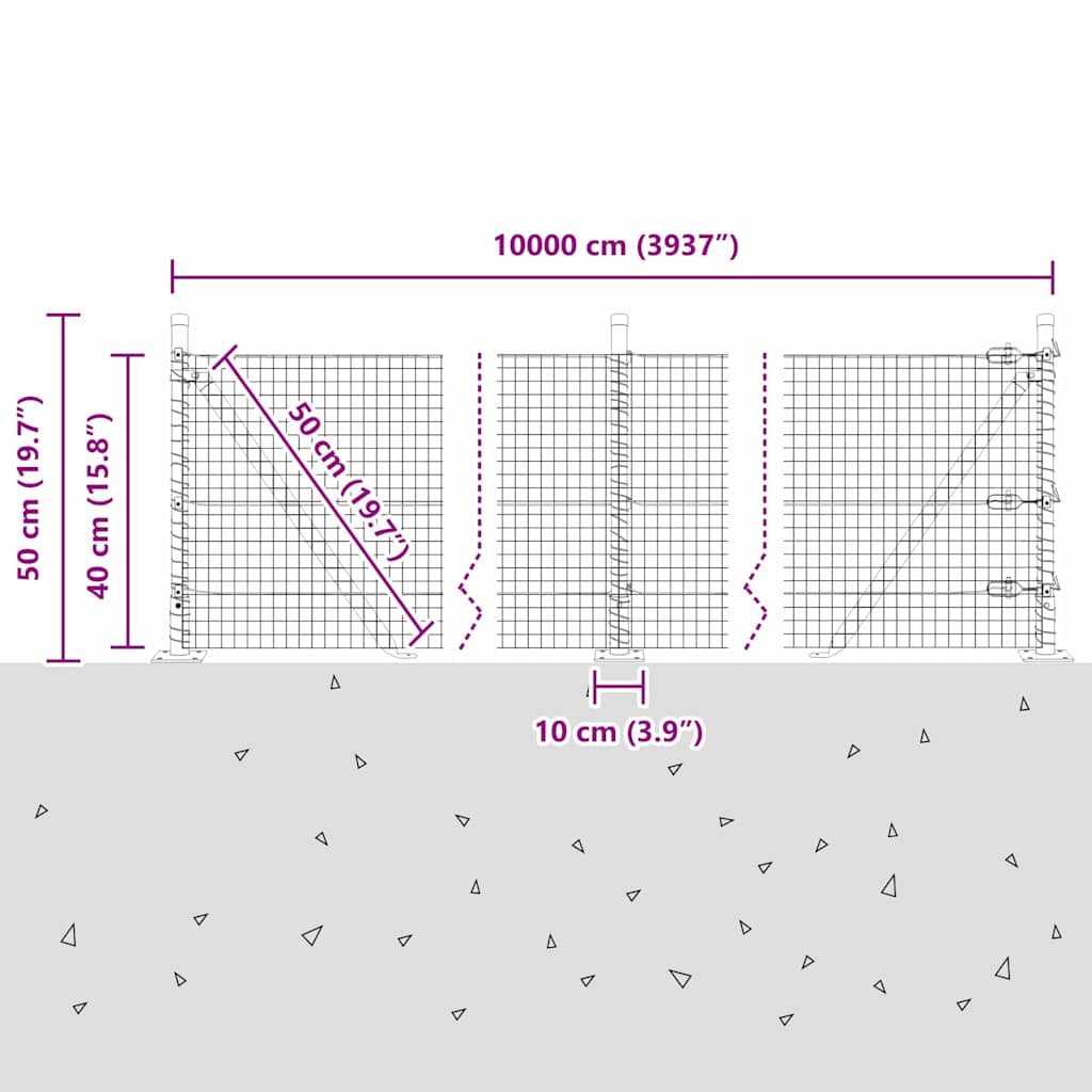Zavareno žičano ogradno mreža s betonskom podlogom 100 x 0,4 m