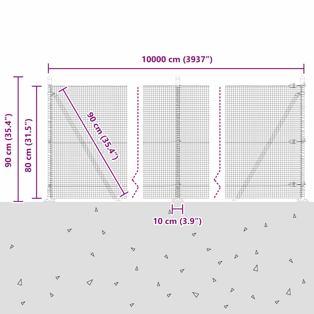 Zavareno žičano ogradno mreža s betonskom podlogom 100 x 0,8 m