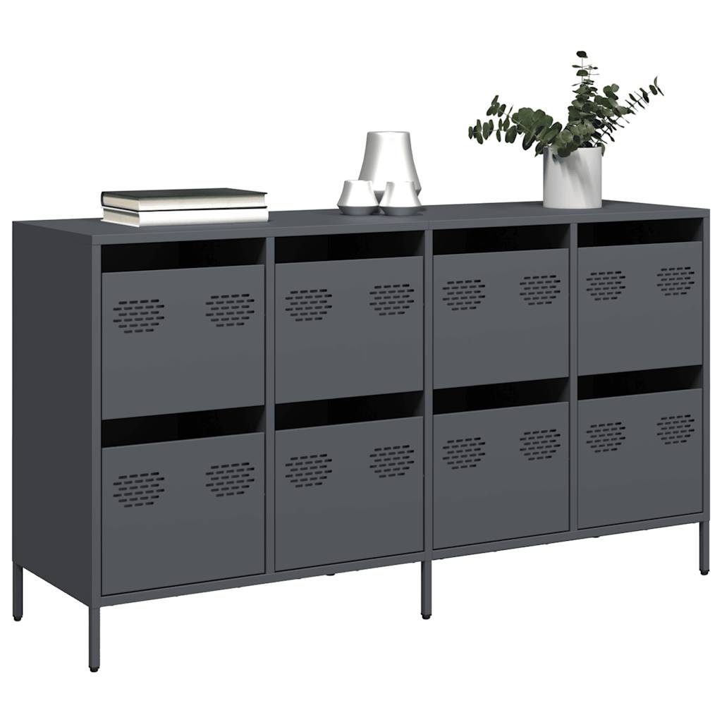 Komoda antracit 135x39x73,5 cm hladno valjani čelik