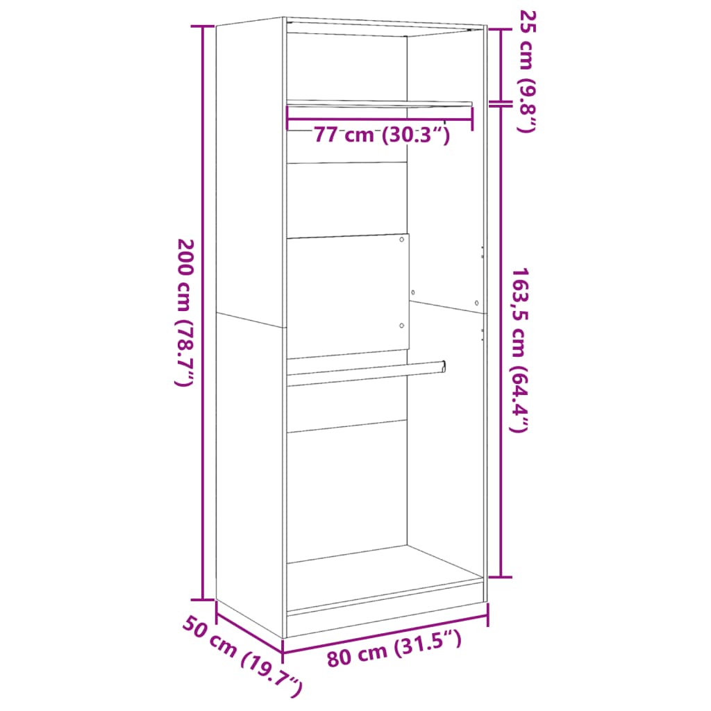 Ormar boja artisian hrast 80x50x200 cm konstruirano drvo
