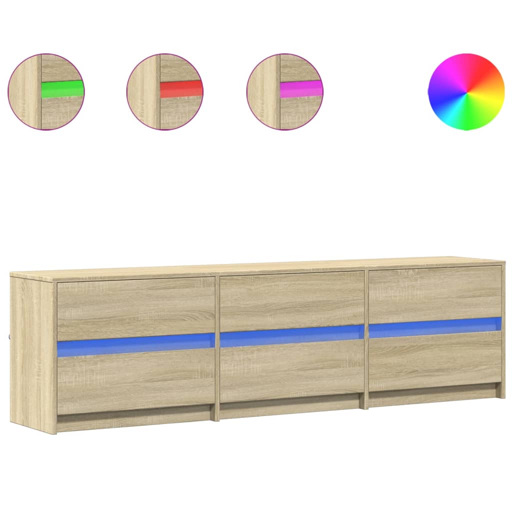 TV ormarić s LED svjetlima boja hrasta 180x34x50 cm drveni