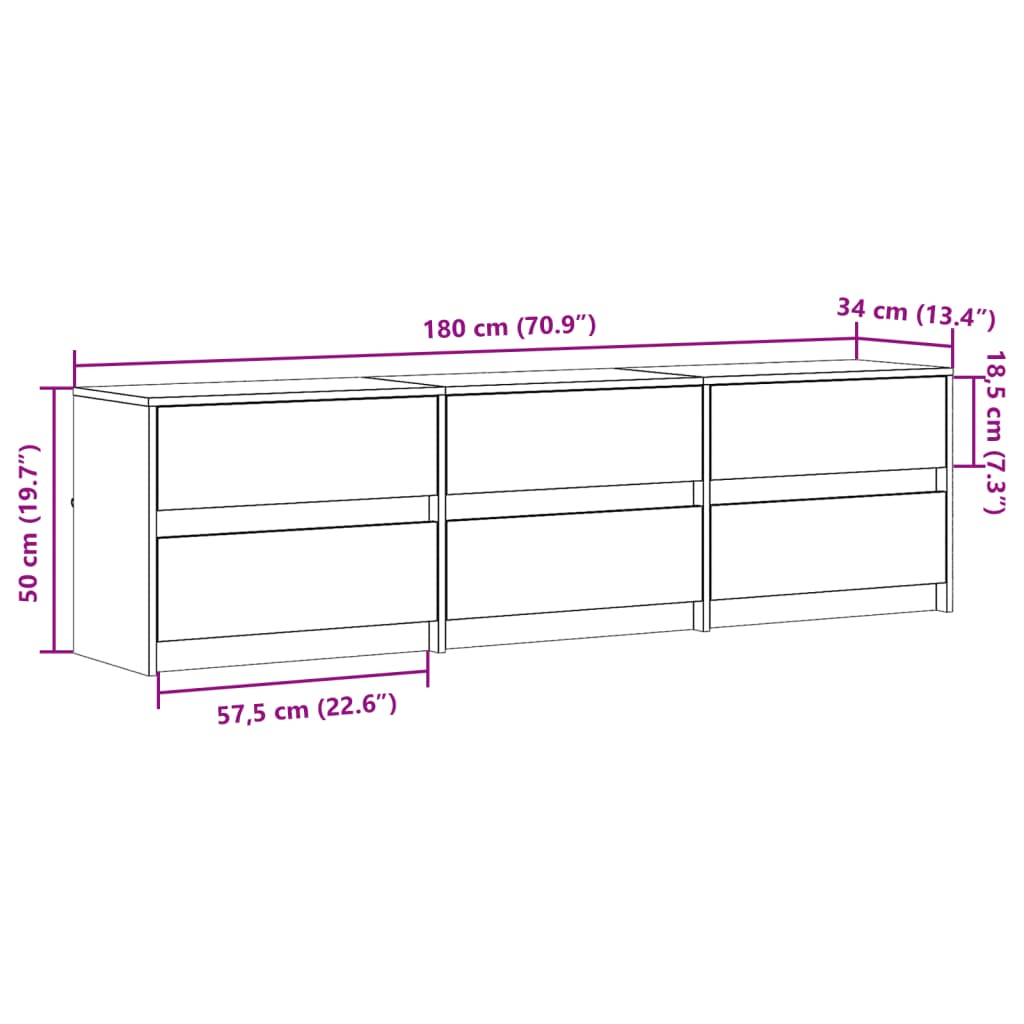 TV ormarić s LED svjetlima boja hrasta 180x34x50 cm drveni