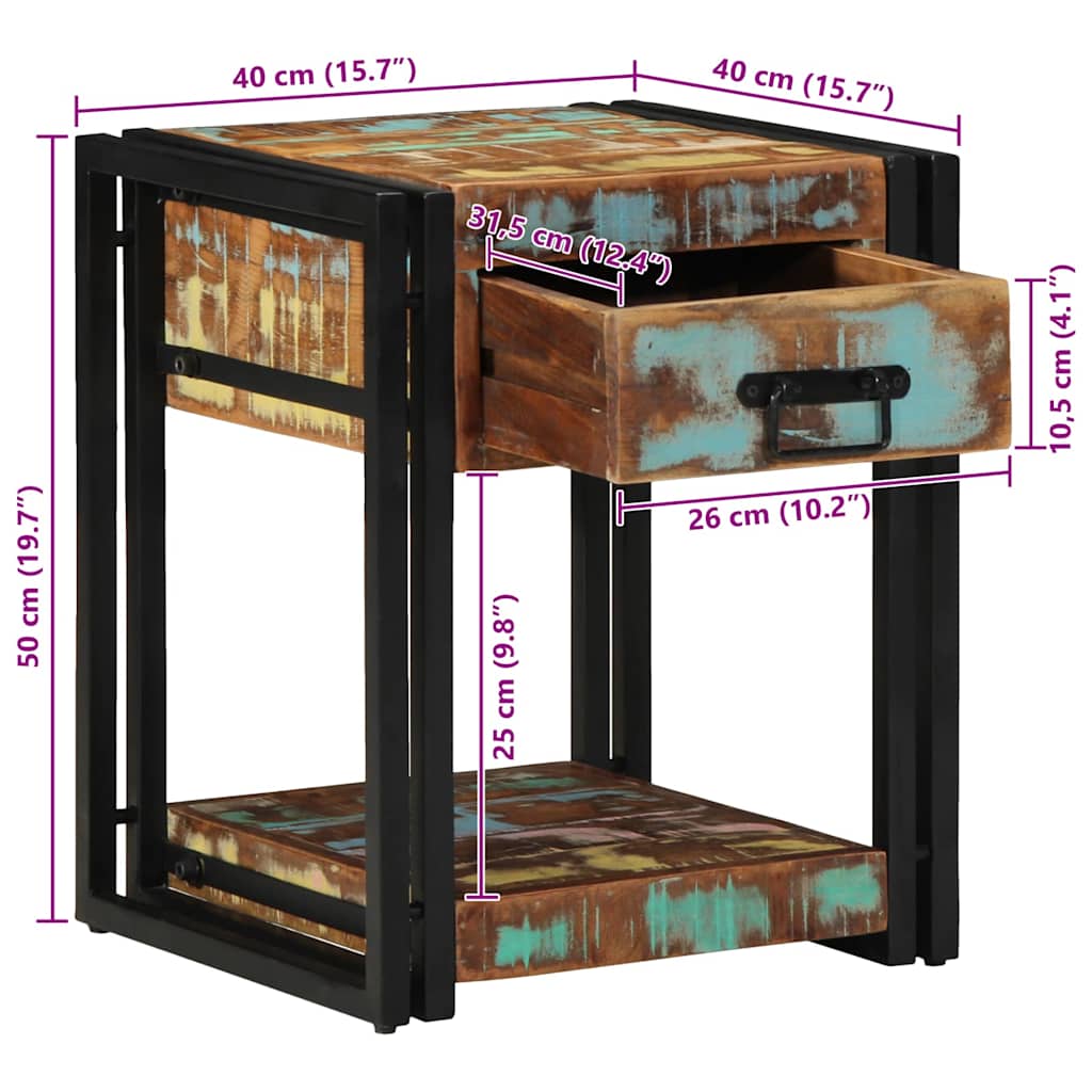 Noćni ormar 2 pcs 40 x 40 x 50 cm Čvrsto drvo iz reciklaže