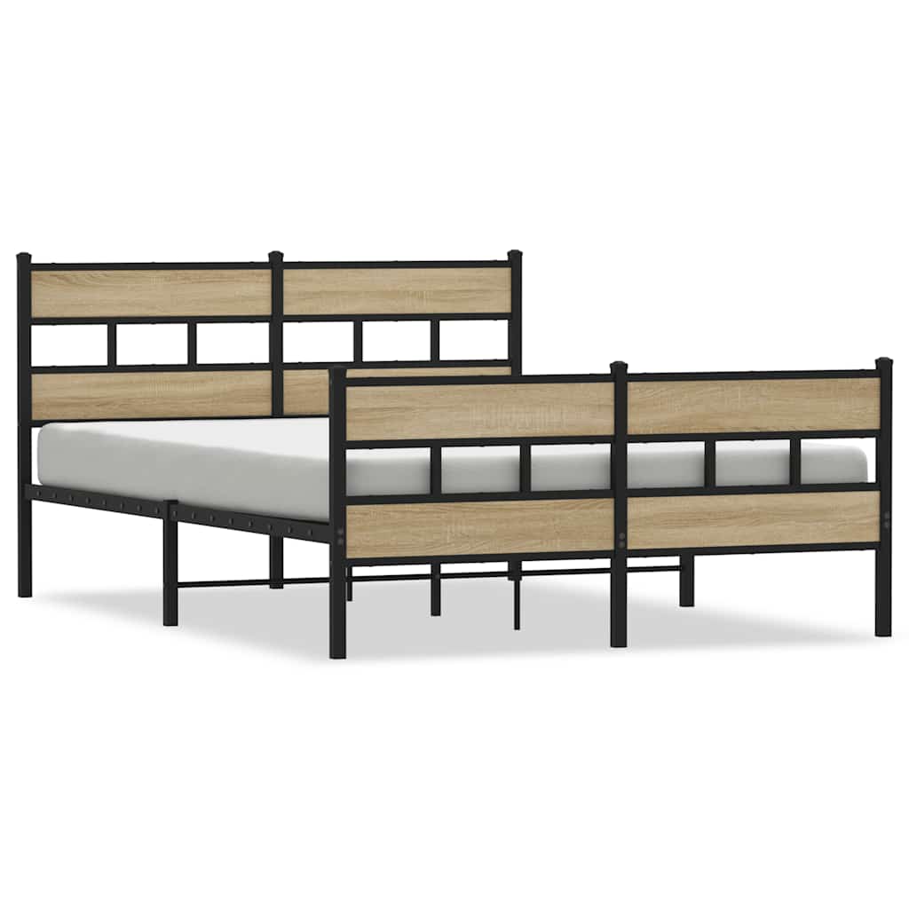 Metalni okvir kreveta bez madraca boja hrasta sonome 135x190 cm