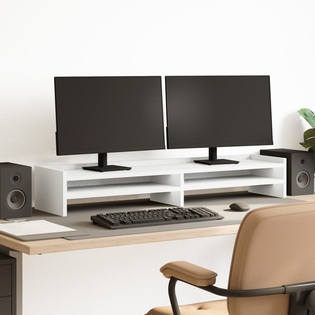 Stalak za monitor bijeli 100x24x16 cm od konstruiranog drva