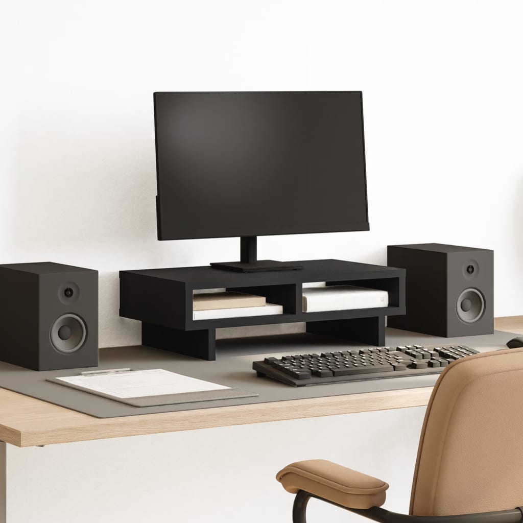Stalak za monitor crni 50 x 27 x 15 cm od konstruiranog drva