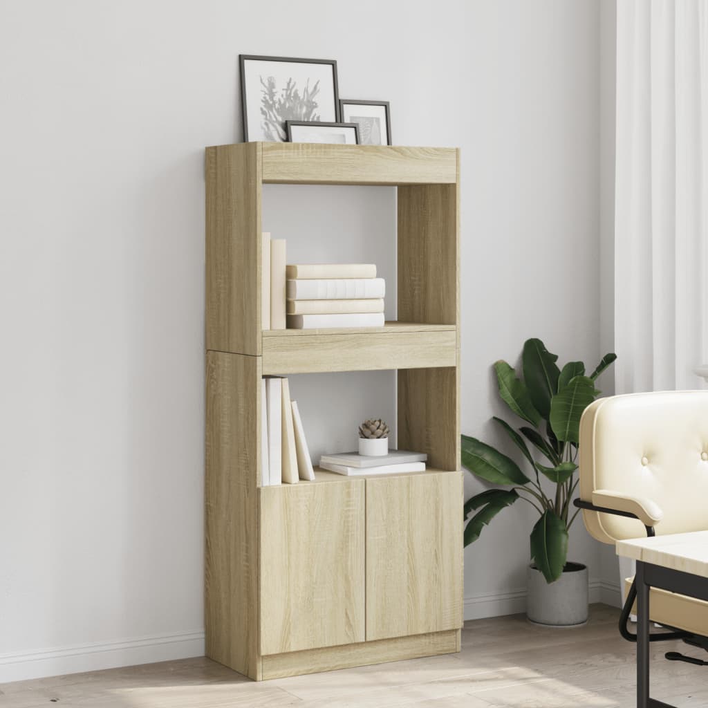 Visoka komoda boja hrasta 63x33x140 cm od konstruiranog drva