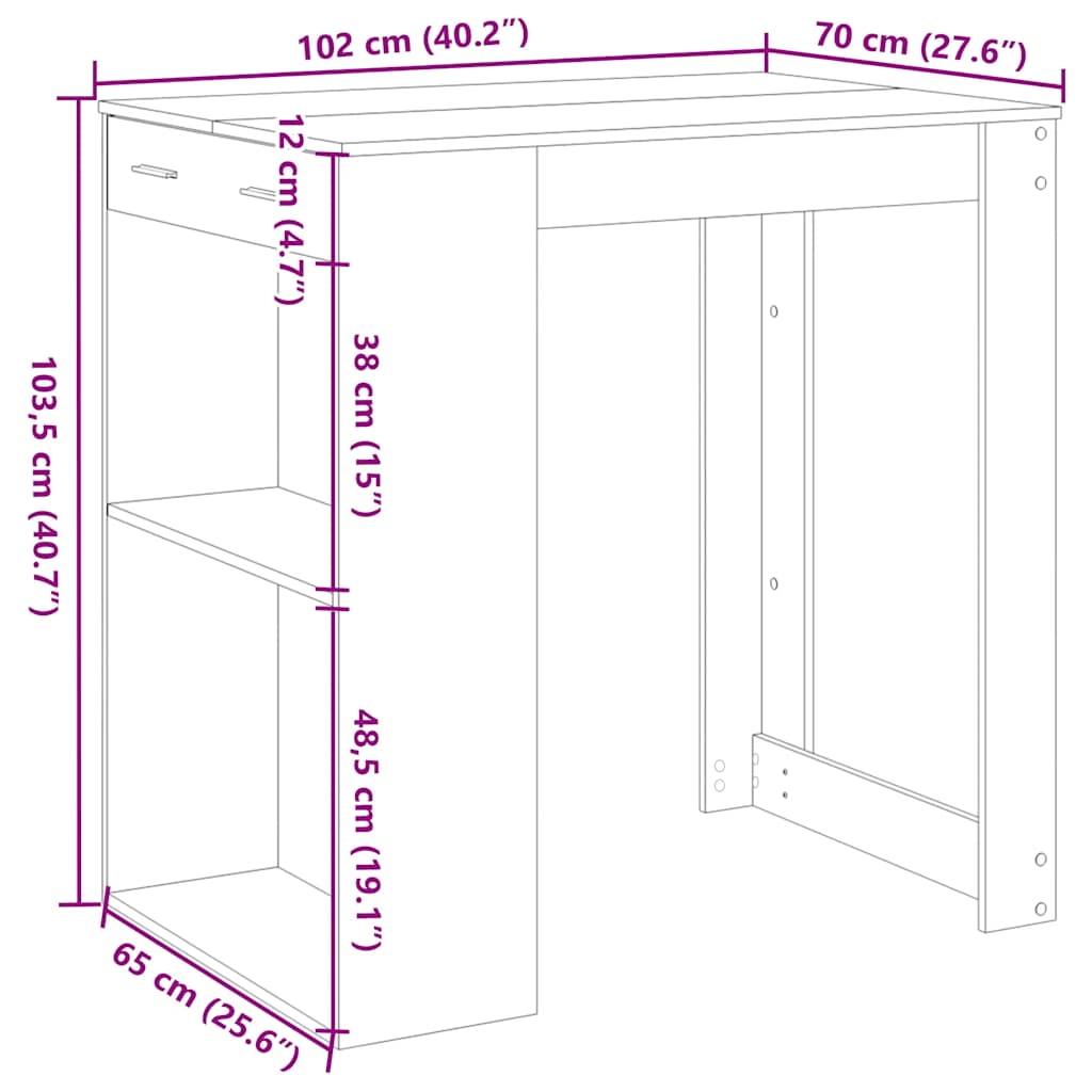 Barski stol boja hrasta 102 x 70 x 103,5 cm konstruirano drvo