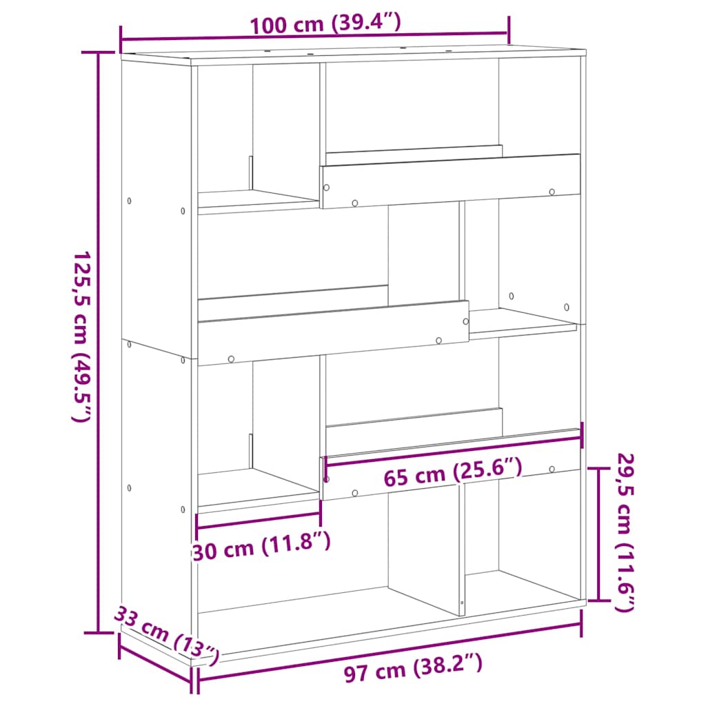 Regal za knjige crni 100 x 33 x 125,5 cm od konstruiranog drva