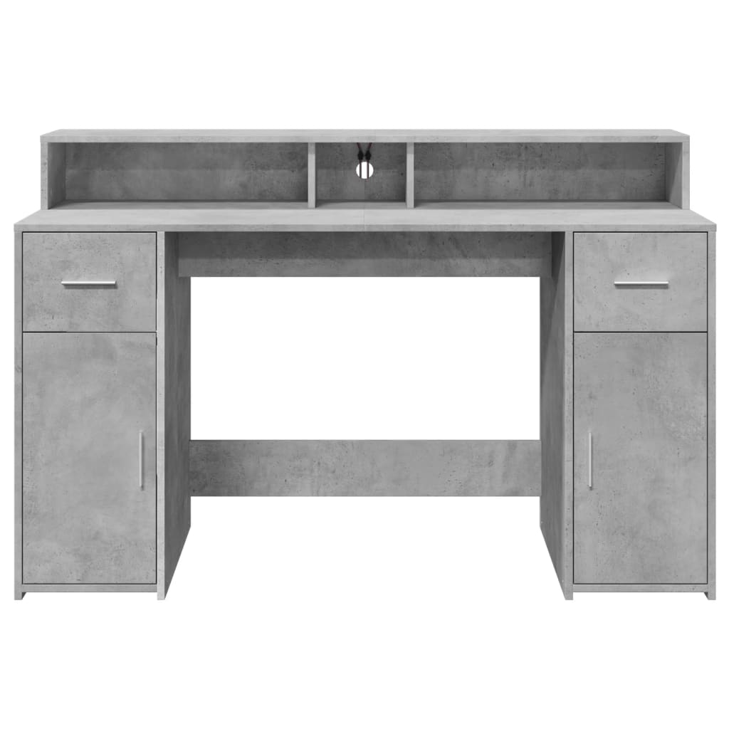 Radni stol s LED svjetlima sivi 140x55x91 cm konstruirano drvo