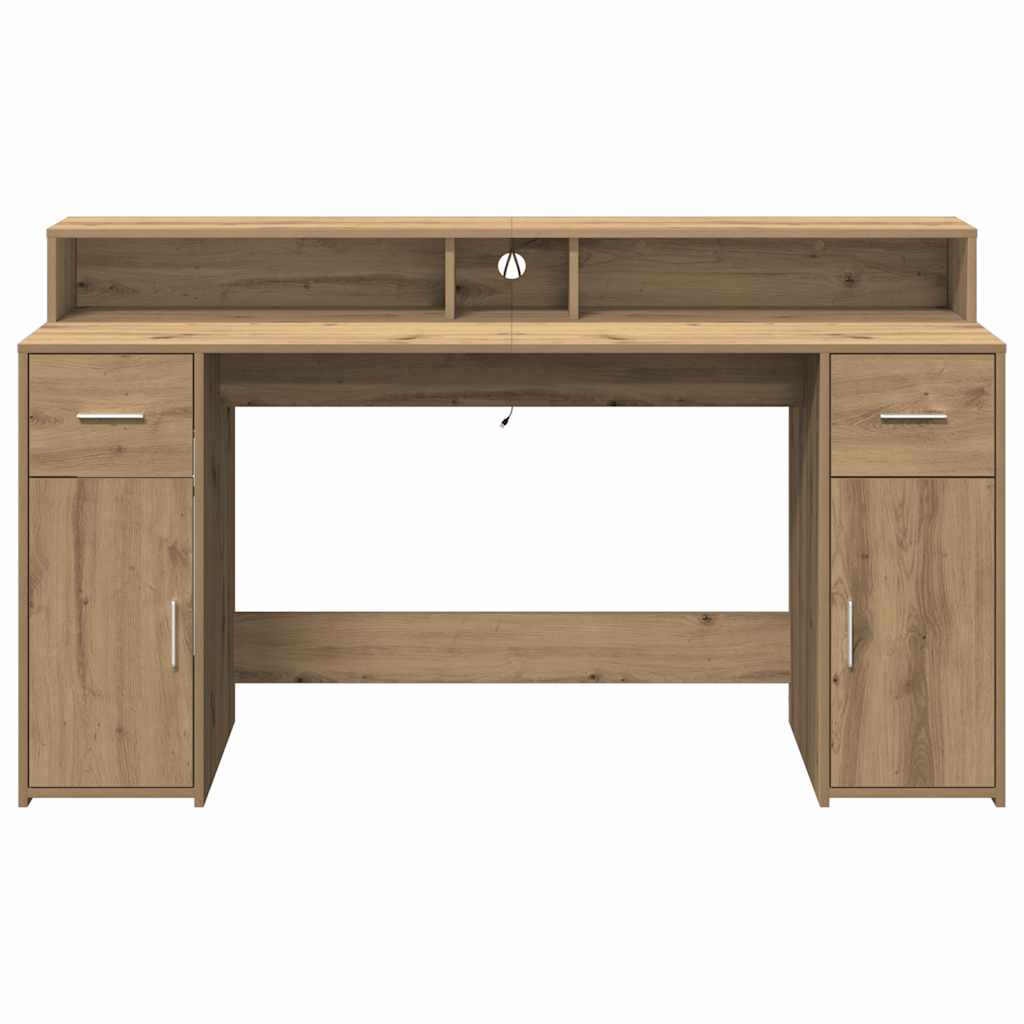 Radni stol s LED svjetlima 160x55x91 cm konstruirano drvo