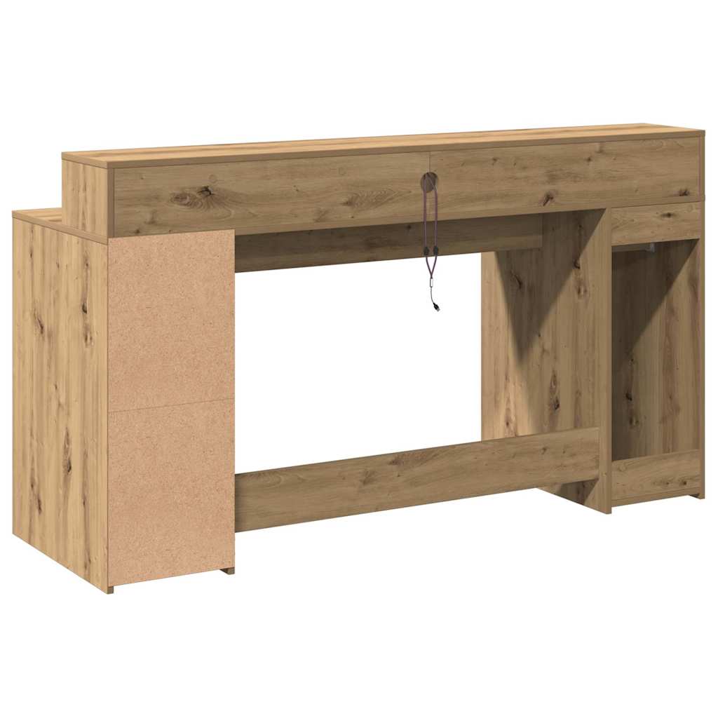 Radni stol s LED svjetlima 160x55x91 cm konstruirano drvo