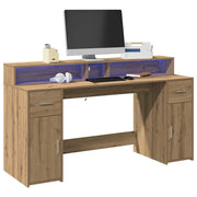 Radni stol s LED svjetlima 160x55x91 cm konstruirano drvo