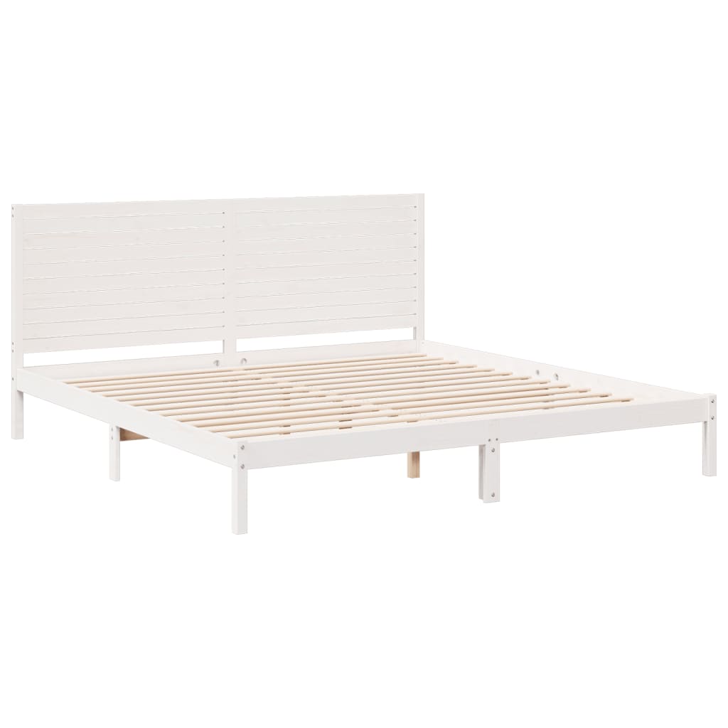 Dugi okvir kreveta bez madraca bijeli 200 x 210 cm masivno drvo