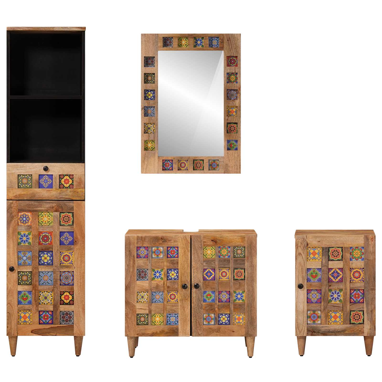 Set namještaja za kupaonicu 4 pcs Prirodna Čvrsto drvo manga