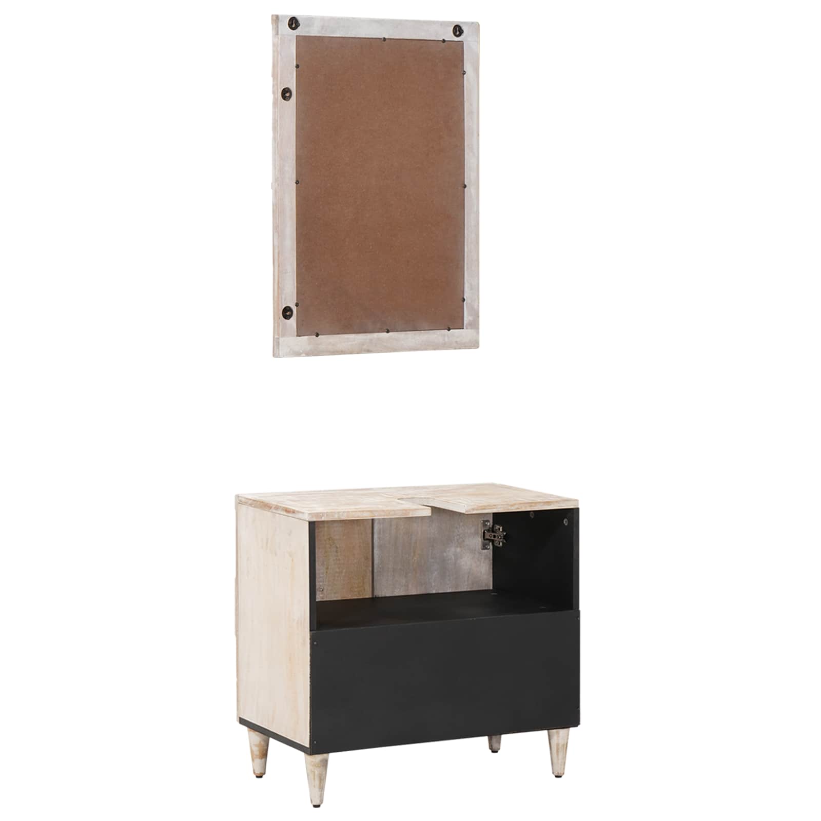Set namještaja za kupaonicu 2 pcs Bijelo Čvrsto drvo manga