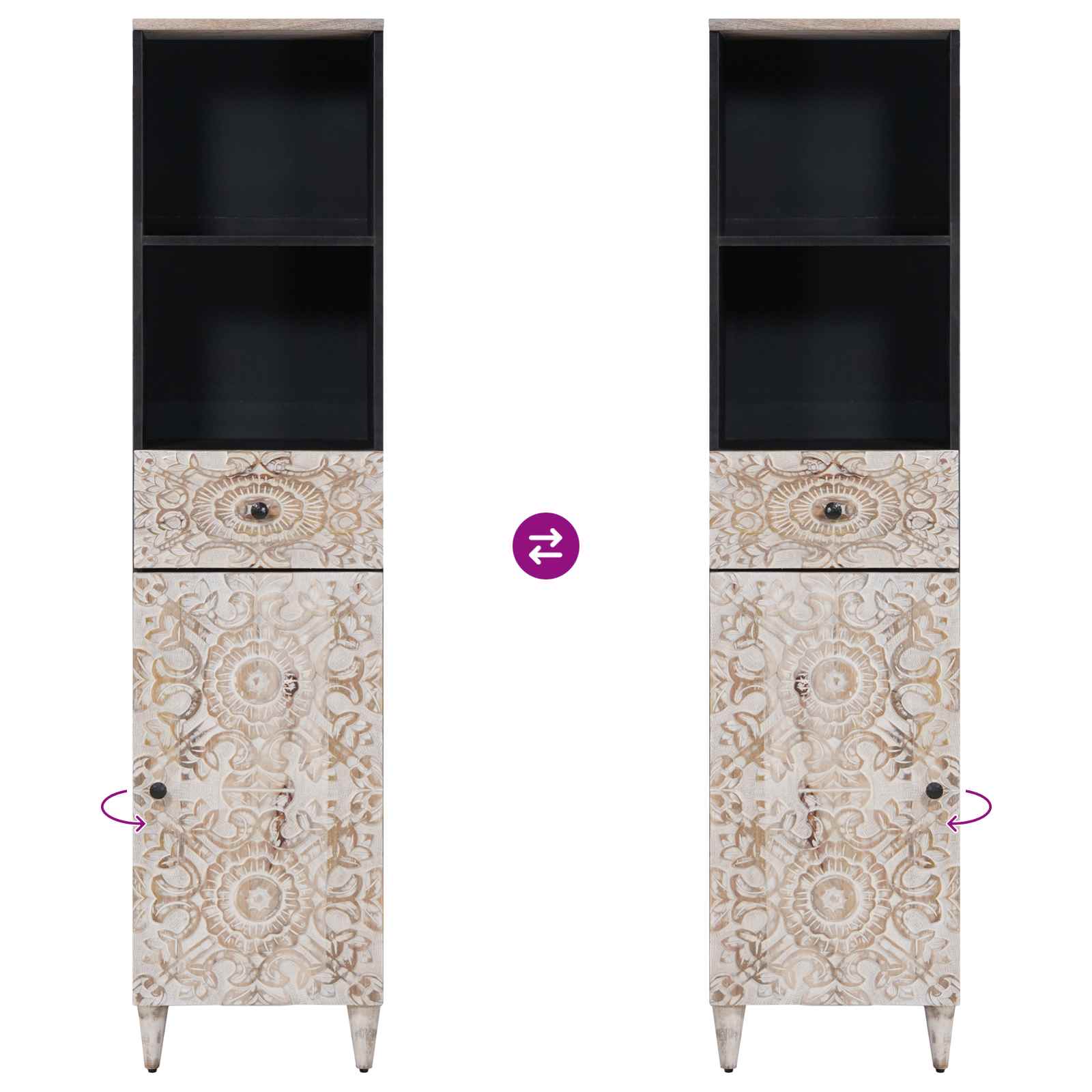 Set namještaja za kupaonicu 3 pcs Bijelo Čvrsto drvo manga